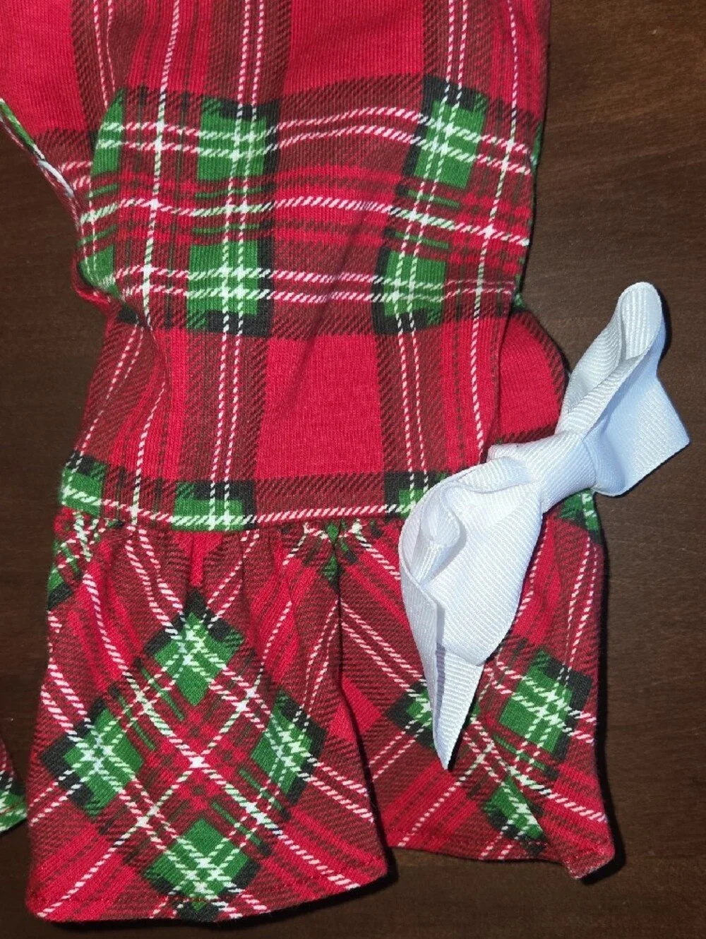 Red Plaid Baby Footie One-Piece with Monogram Bib